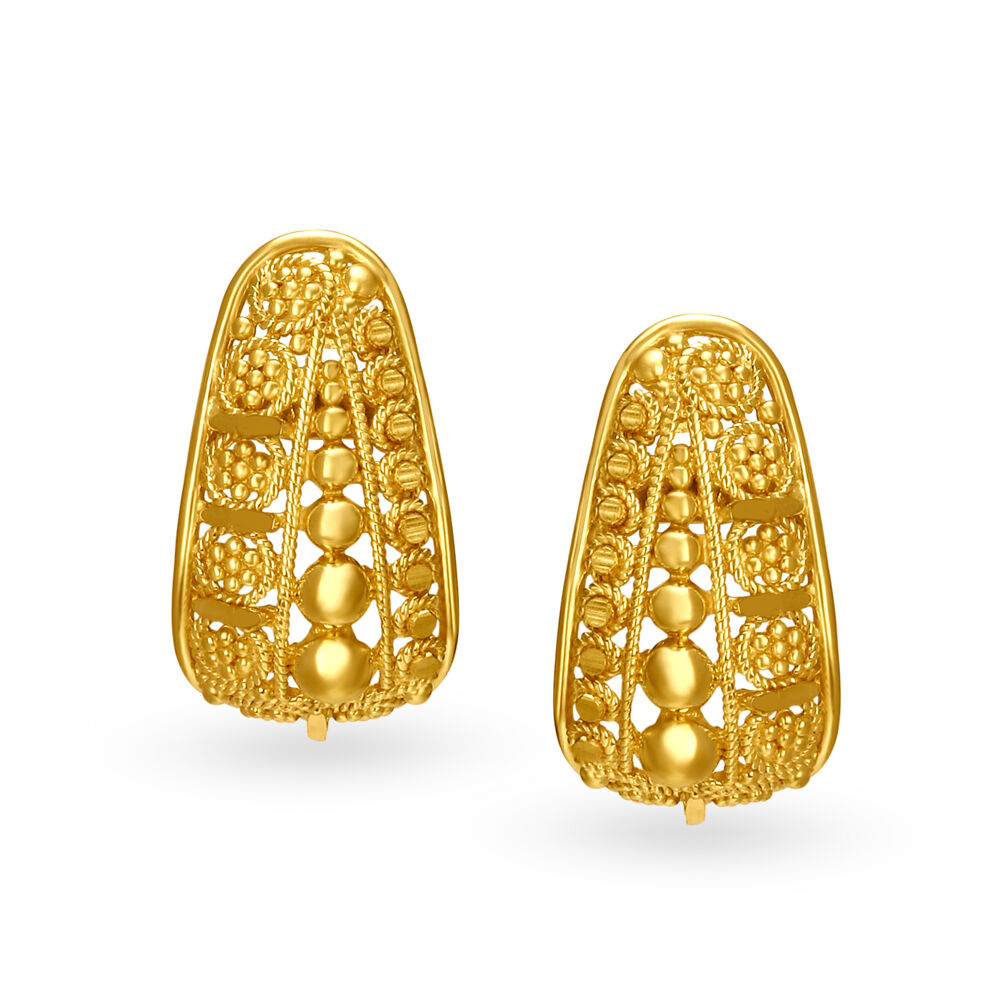 Captivating Jhumka Style Gold Hoop Earrings