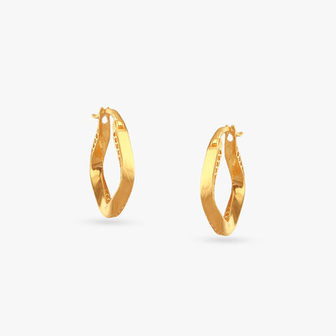 Sculpted Hexagon Gold Hoop Earrings
