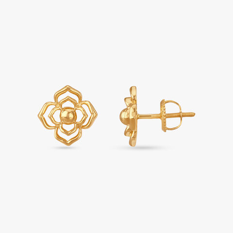 Geo Blossom Gold Stud Earrings