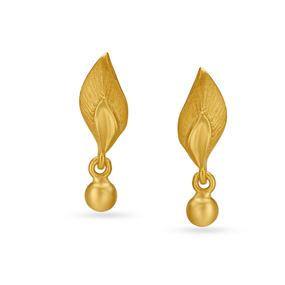 Buy Duo Leafy Gold Drop Earrings Online | CaratLane