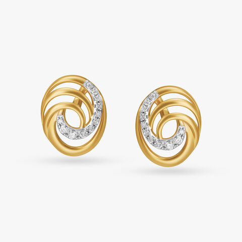 Entrancing Spirals Diamond Stud Earrings