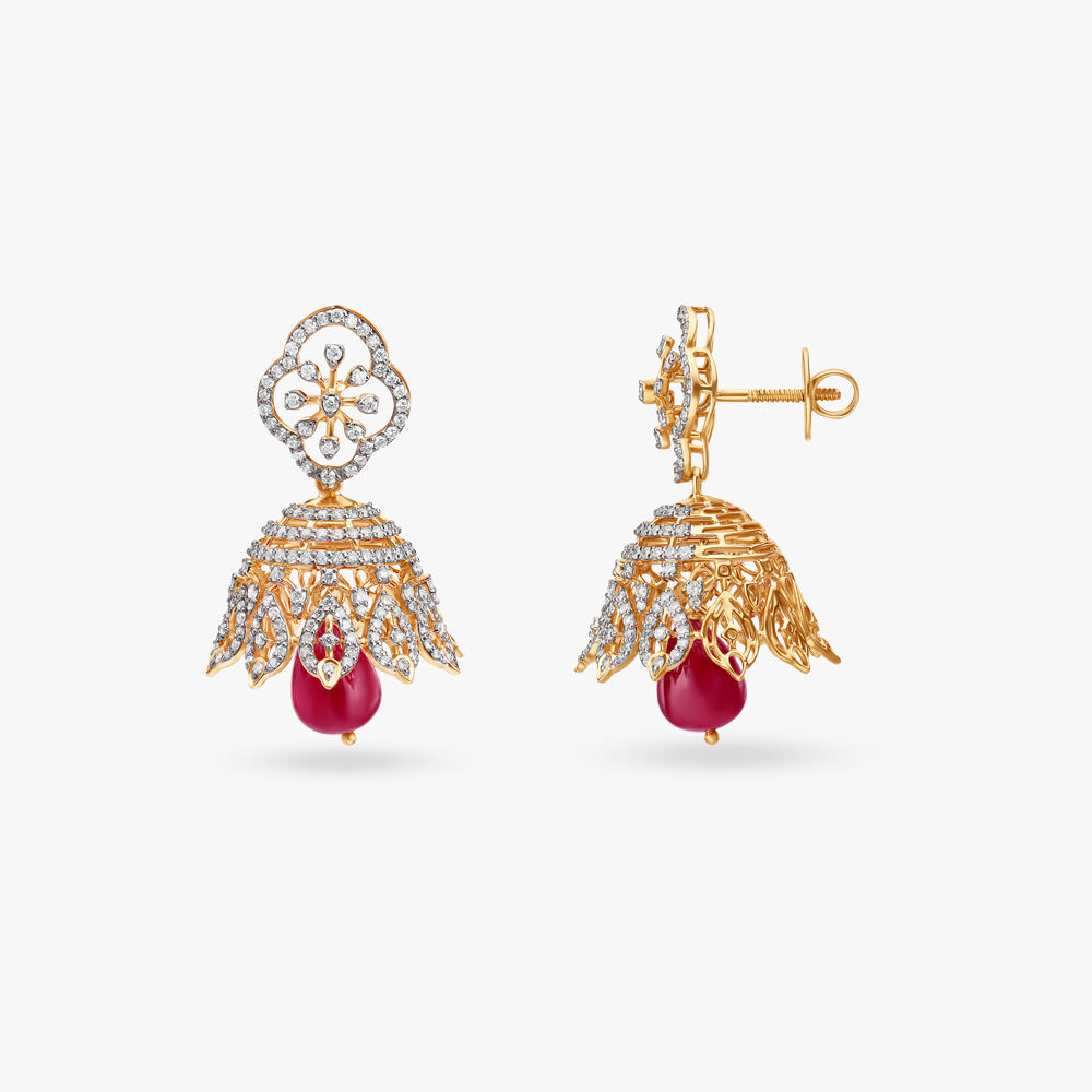 Diamond jhumka earrings tanishq with deals price