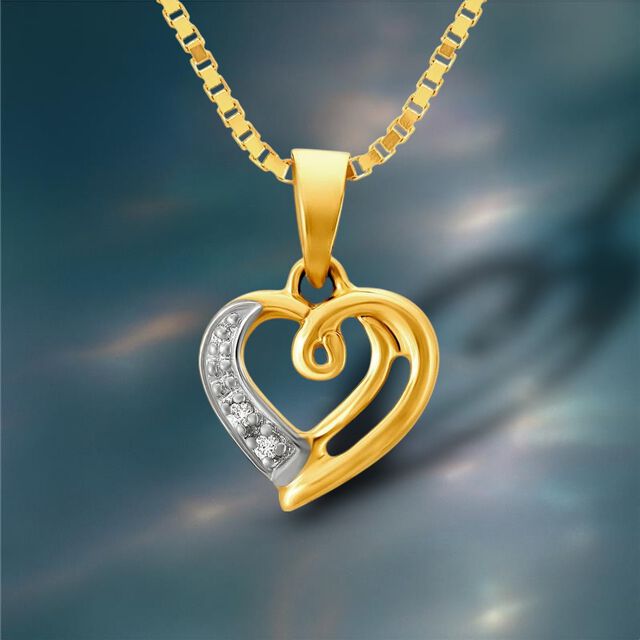 Fancy Heart Design Gold and Diamond Pendant