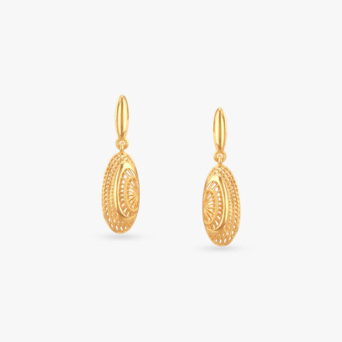 Oval Filigree Gold Drop Earrings