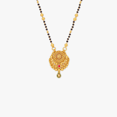 Beaded Halo Ruby Drop Mangalsutra