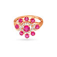 Scintillating Floral Ruby Studded Diamond Ring,,hi-res image number null