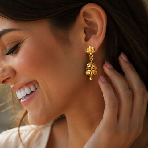 Little Bells Gold Jhumka Earrings for Kids