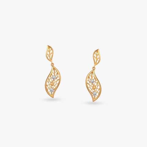 Leaf Veil Gold Drop Earrings