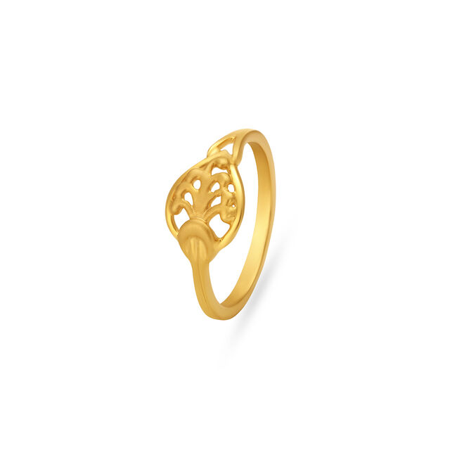 Lush Leaf Gold Finger Ring For Kids