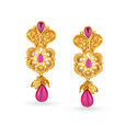 Intricate Gold Drop Earrings with Gemstones,,hi-res image number null