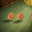 Irresistible 22 Karat Yellow Gold Floral Stud Earrings,,hi-res image number null