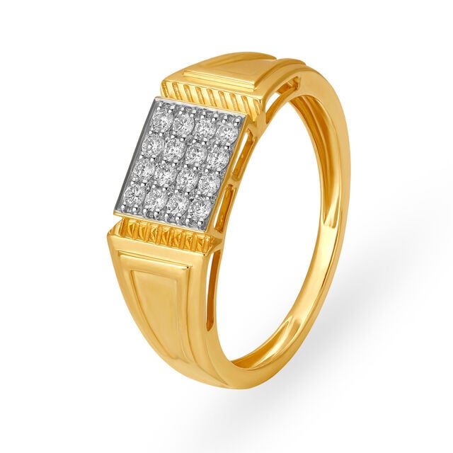 Luxurious 18 Karat Gold And Diamond Square Ring,,hi-res image number null