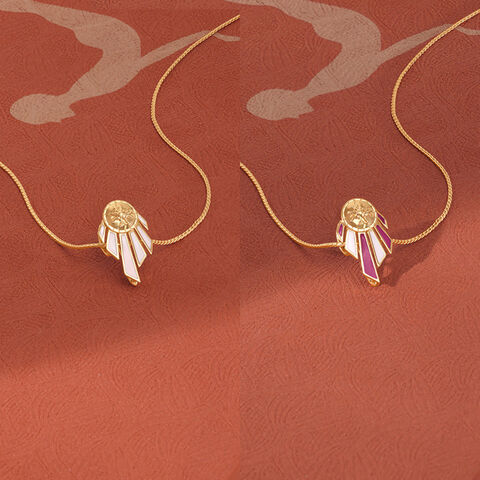 Luminous Enamel Gold Brooch Pendant