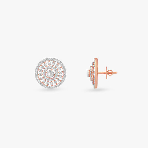 Concentric Crown Diamond Stud Earrings