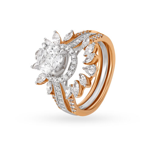 Dazzling Diamond Ring in White and Rose Gold