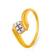 Fancy Glossy Gold and Diamond Finger Ring,,hi-res image number null