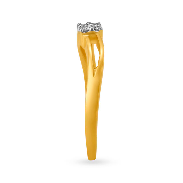 Elegant Gold and Diamond Floral Finger Ring,,hi-res image number null