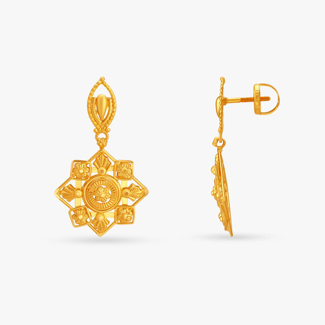 Traditional Flowers Drop Earrings,,hi-res image number null