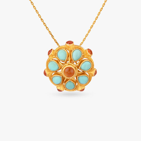 Tropical Slice Gold Pendant and Earrings Set