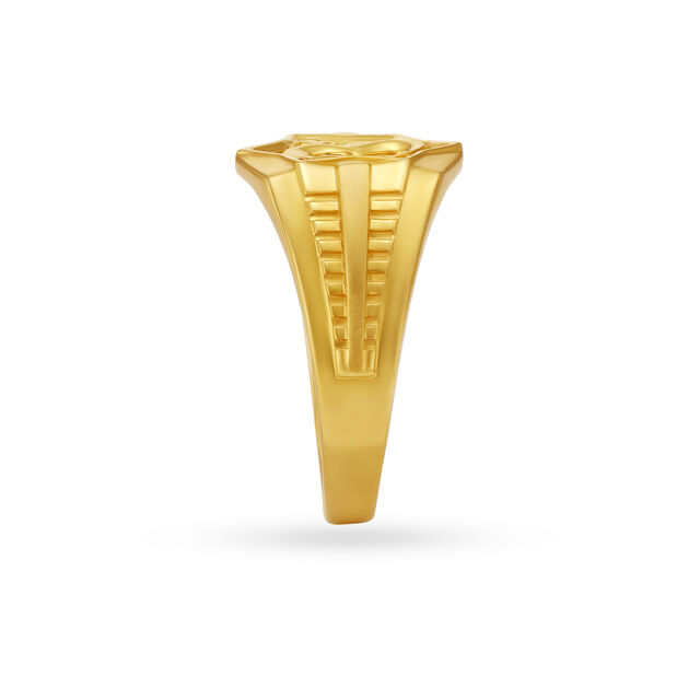 Om Carved Hollow Gold Finger Ring For Men,,hi-res image number null