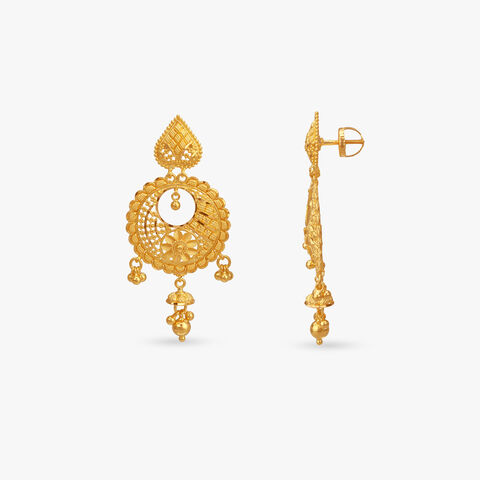 Ornate Charm Gold Drop Earrings