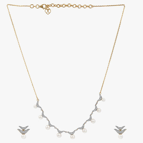 Moonlit Wave Diamond Necklace Set