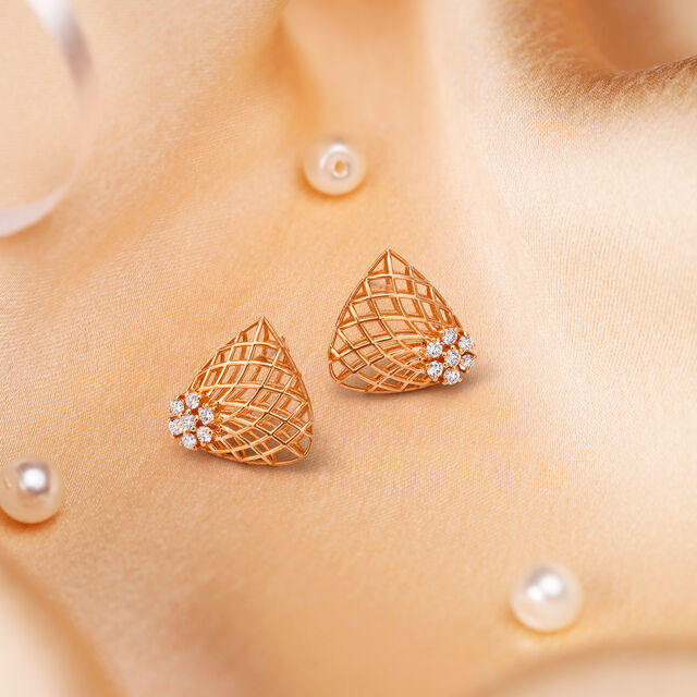 Ravishing Jali Work Diamond Stud Earrings,,hi-res image number null