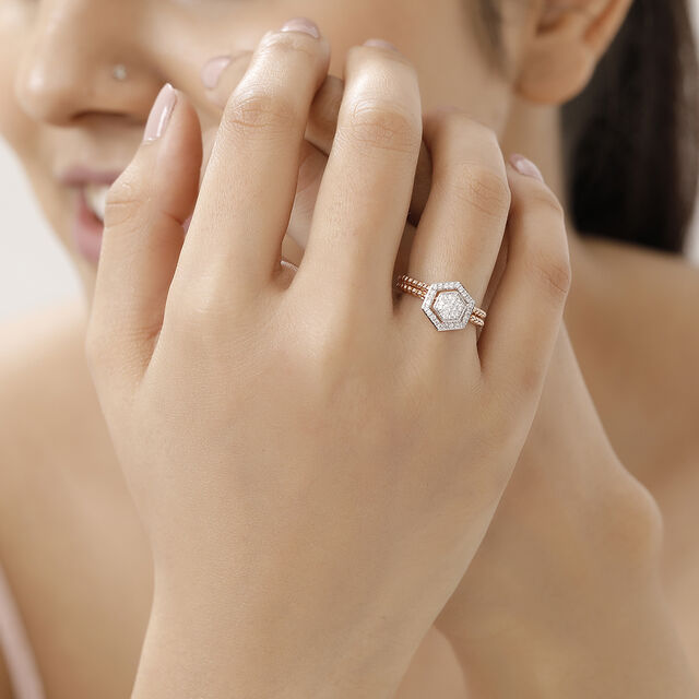 14 KT Rose Gold Circular Detachable Diamond Ring,,hi-res image number null