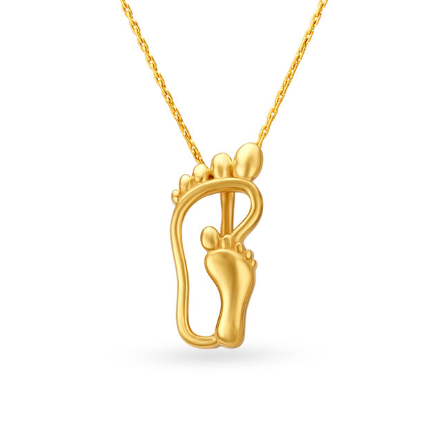 Precious Feet Motif Gold Pendant for Kids,,hi-res image number null