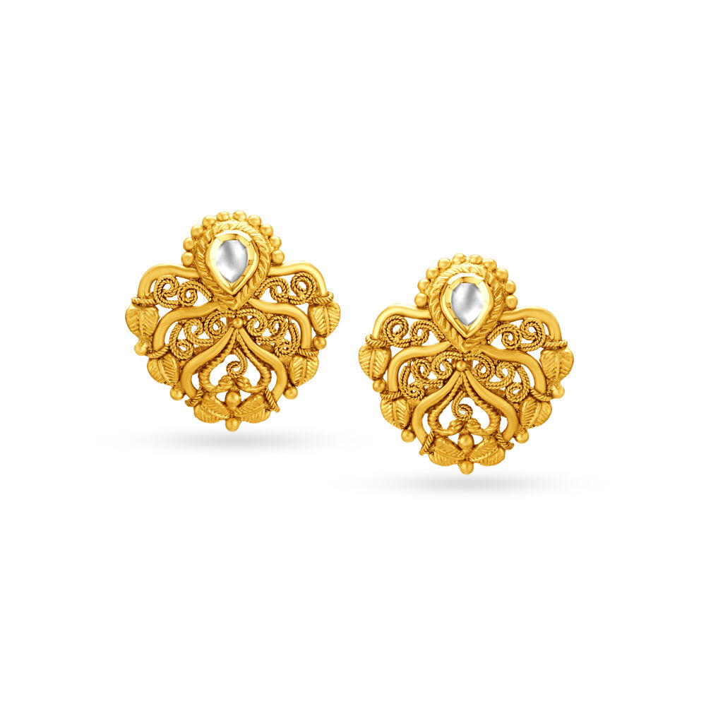 Short earrings gold best sale