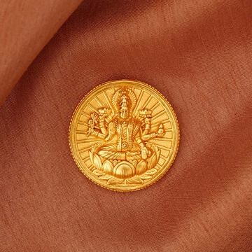 Goddess Lakshmi with Lotus Motif 22 Karat Gold Coin