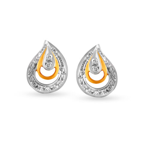 Glossy Mango Shaped Diamond Stud Earrings