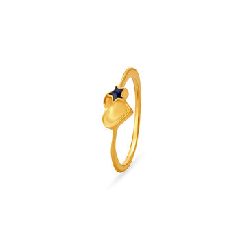 Heart Motif Gold Finger Ring For Kids