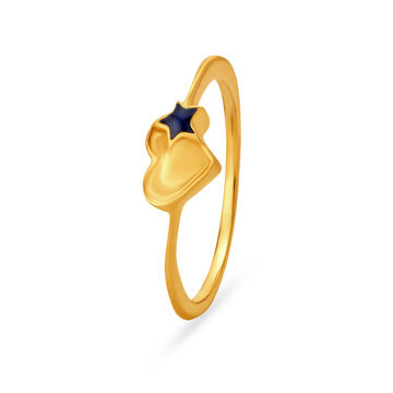 Heart Motif Gold Finger Ring For Kids