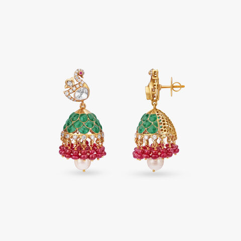 Swan Glory Diamond Jhumka Earrings