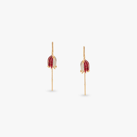 Crimson Wing Diamond Hoop Earrings