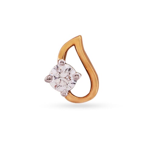 Leaf Inspired Gold and Diamond Nose Pin