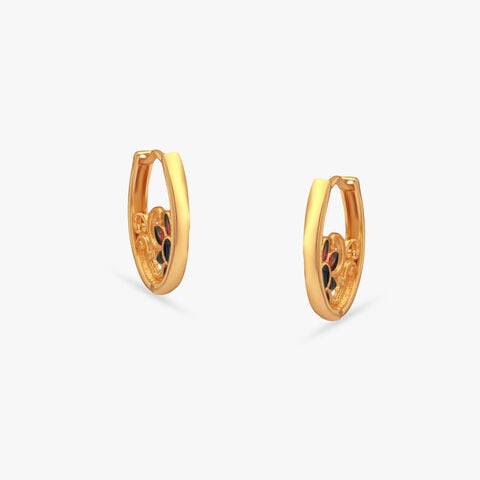 Enchanted Plume Gold Hoop Earrings