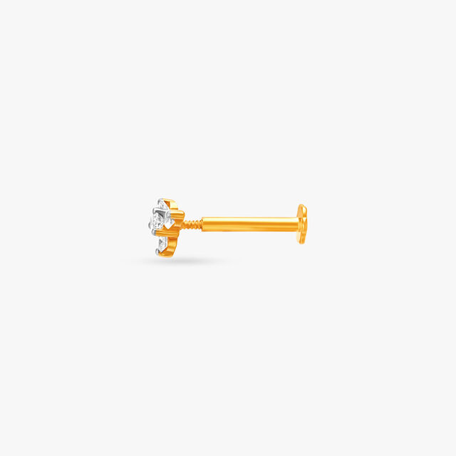 Classic Stately Gold and Diamond Nose Pin,,hi-res image number null