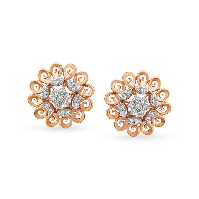 Mesmerising Rose Gold and Diamond 7 Stone Stud Earrings,,hi-res image number null