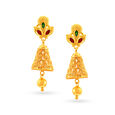 Bell Pattern Gold Jhumka Earrings,,hi-res image number null