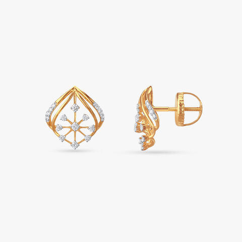 Charming Petal Diamond Stud Earrings