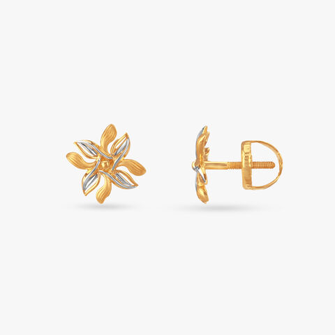Twin Bloom Gold Stud Earrings