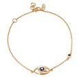 14 KT Yellow White Gold Multi Charm Evil Eye Bracelet,,hi-res image number null
