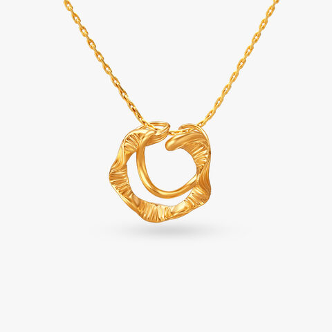 Abstract Ripple Gold Pendant