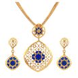 Gold Jaali-work Pendant and Earrings Set,,hi-res image number null