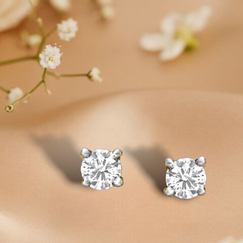 Petite Round Diamond Stud Earrings