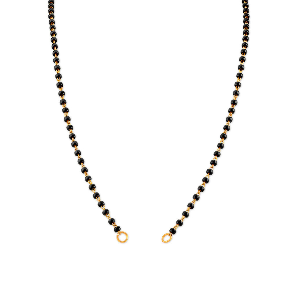 Gold black beads sale chains tanishq with price