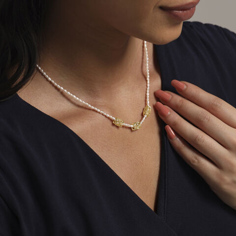 Golden Lattice Pearl Chain