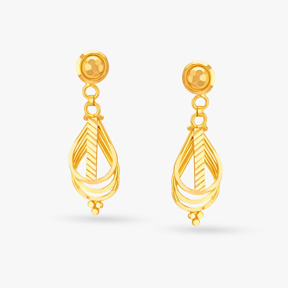 Contemporary Layered Gold Drop Earrings